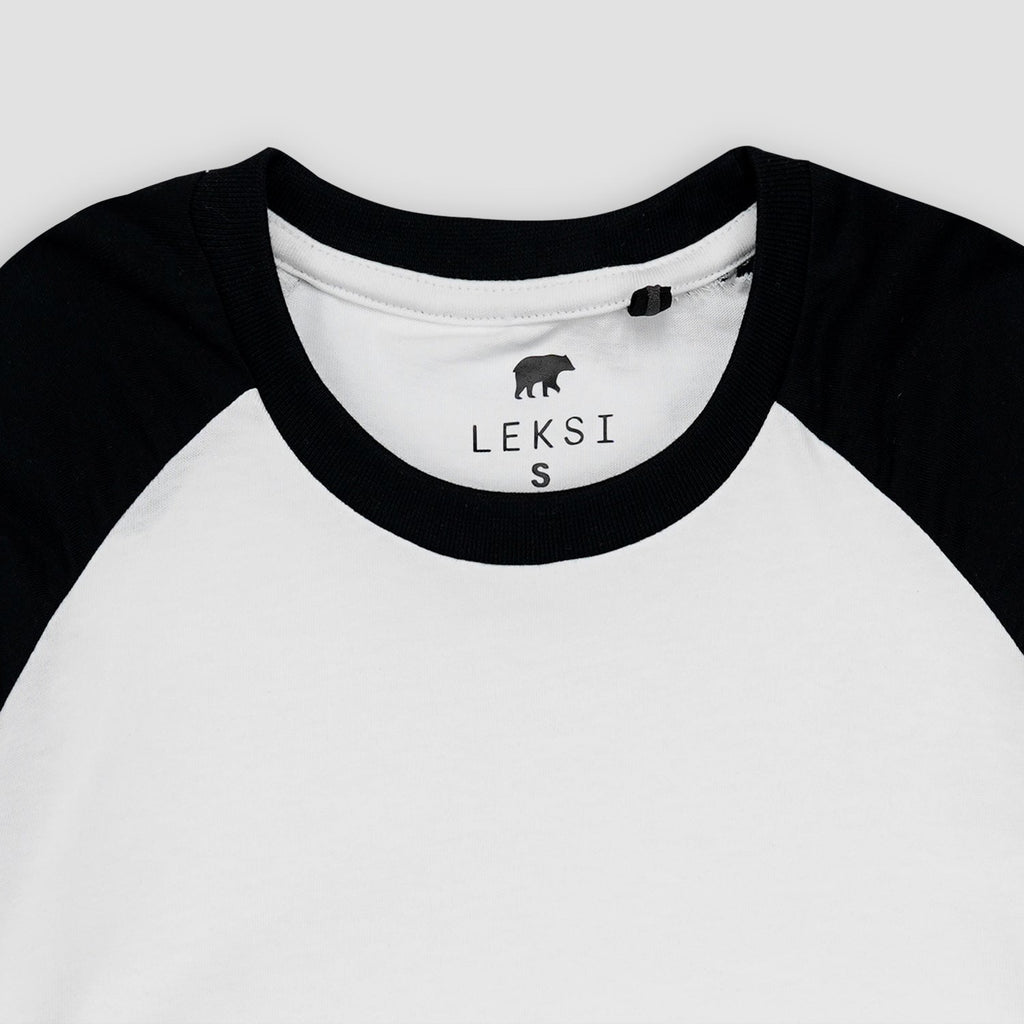 Black and White Raglan Baby Tee XXS - Premium Unisex | LEKSI Pakistan