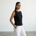 Black Button Down Top XS - Premium Unisex | LEKSI Pakistan