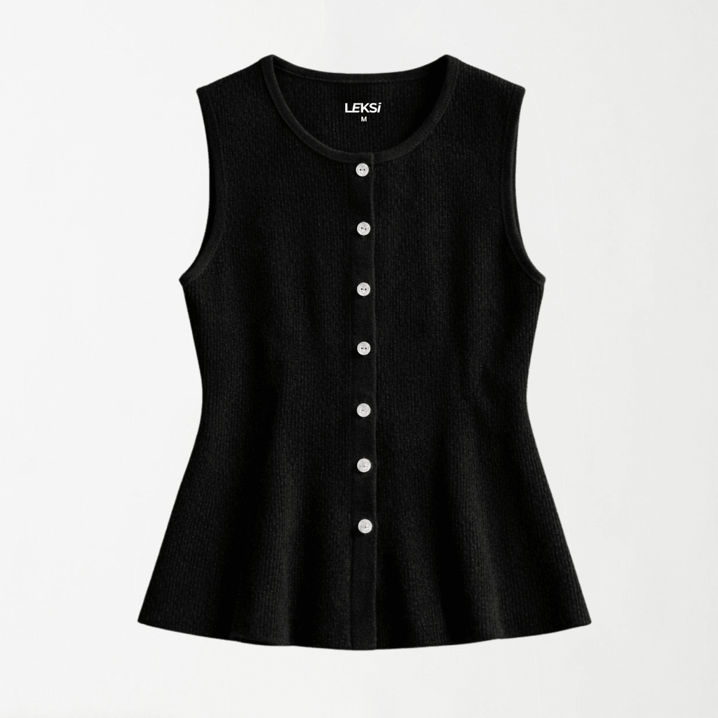 Black Peplum Button Top XS - Premium Unisex | LEKSI Pakistan