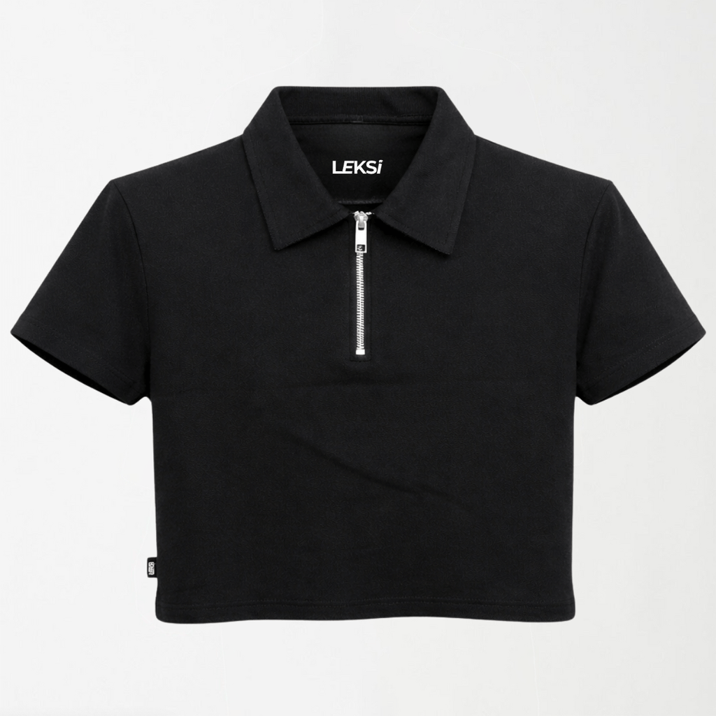 Black Ribbed Quarter Zip XS - Premium Unisex | LEKSI Pakistan