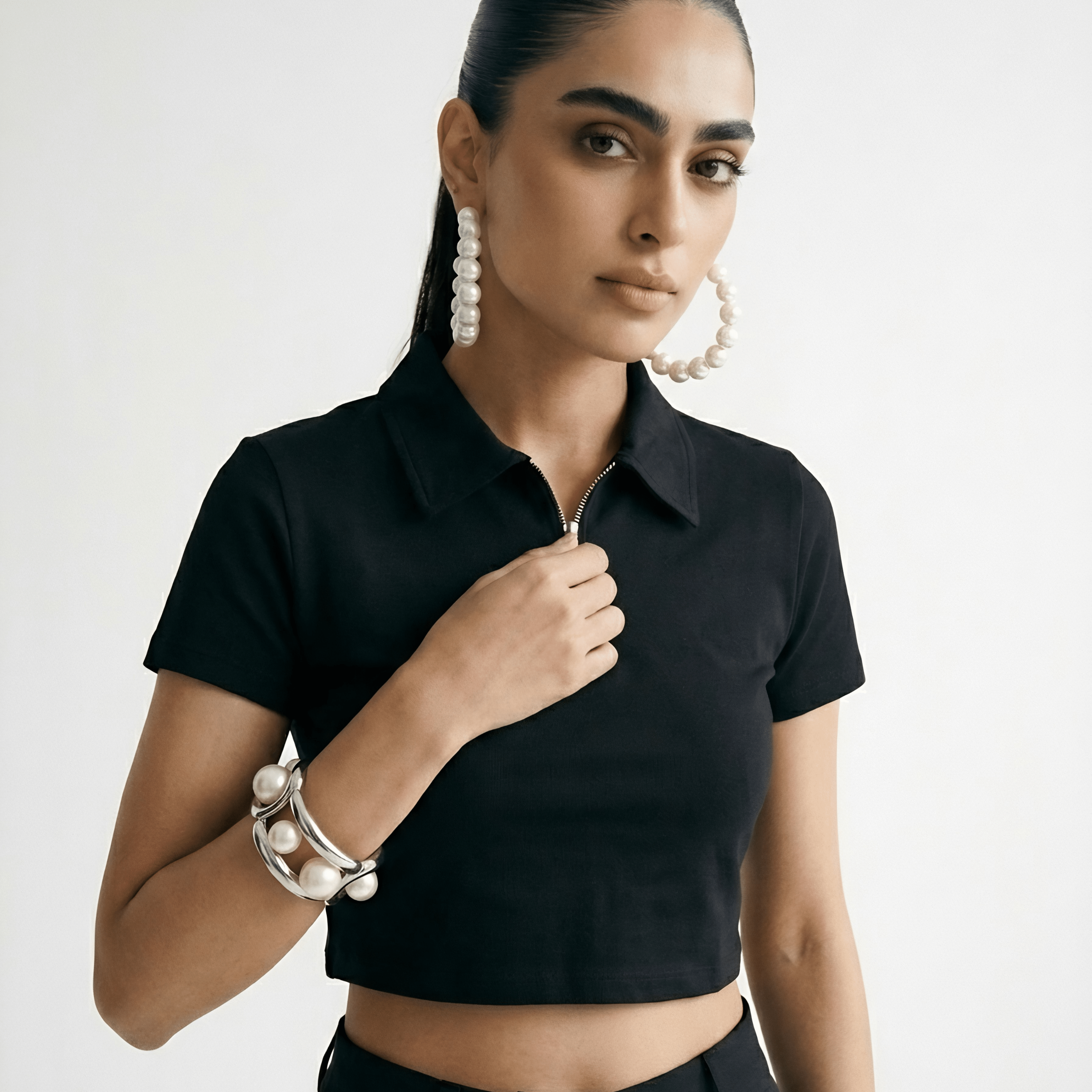 Black Ribbed Quarter Zip XXS - Premium Unisex | LEKSI Pakistan