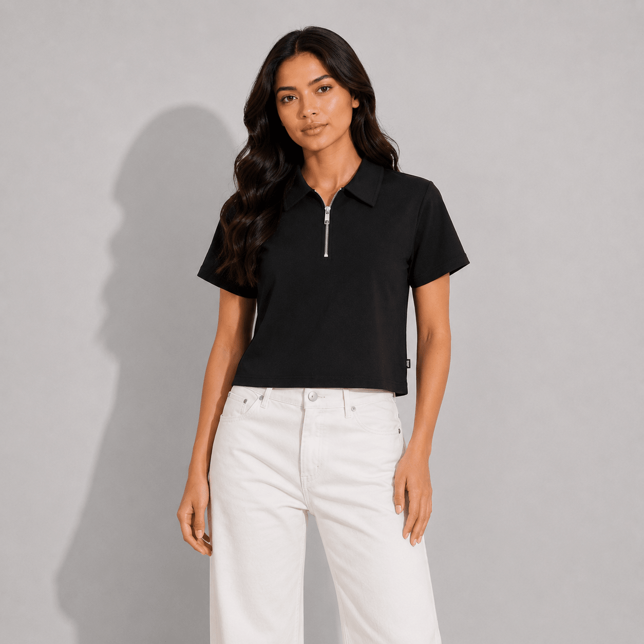 Black Ribbed Quarter Zip XXS - Premium Unisex | LEKSI Pakistan