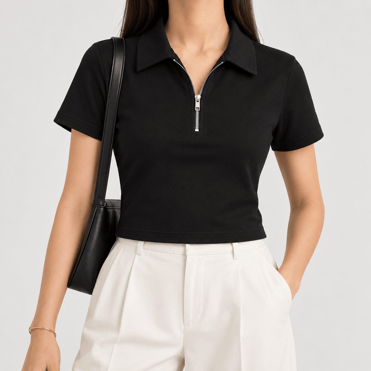 Black Ribbed Quarter Zip XXS - Premium Unisex | LEKSI Pakistan