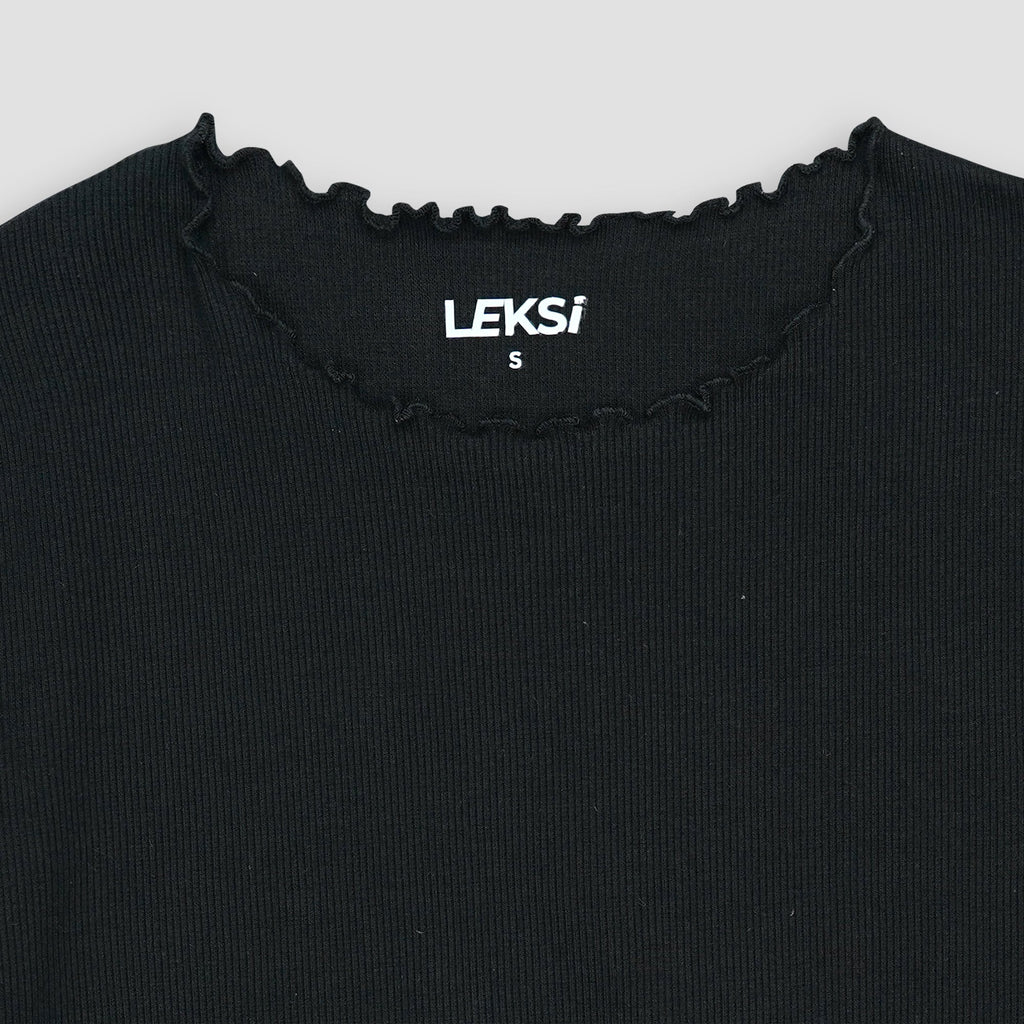 Black Ribbed Shirt XXS - Premium Unisex Lettuce | LEKSI Pakistan