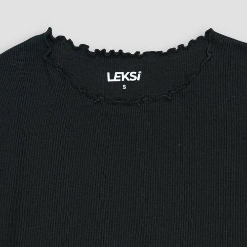 Black Ribbed Shirt XXS - Premium Unisex Lettuce | LEKSI Pakistan