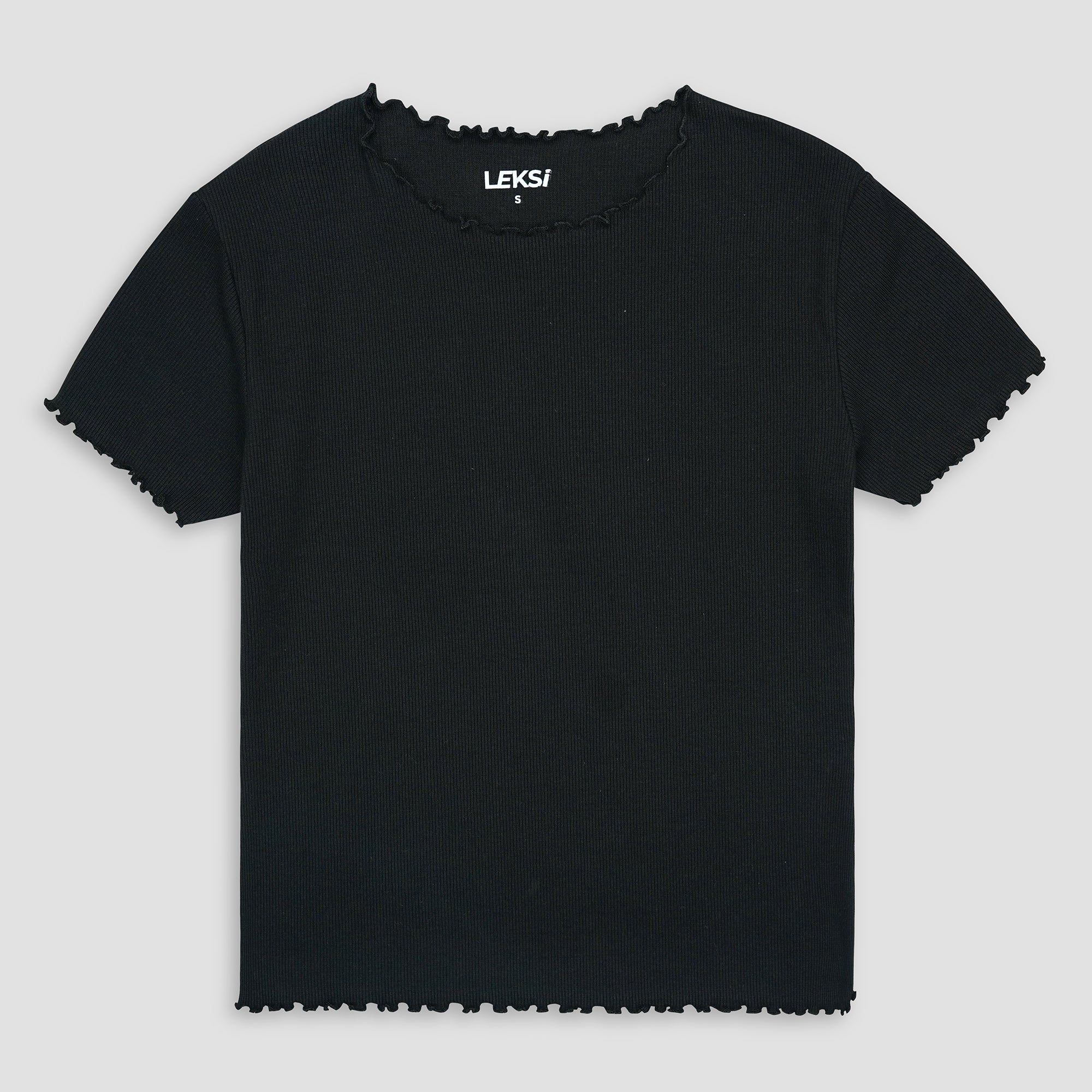 Black Ribbed Shirt XXS - Premium Unisex Lettuce | LEKSI Pakistan