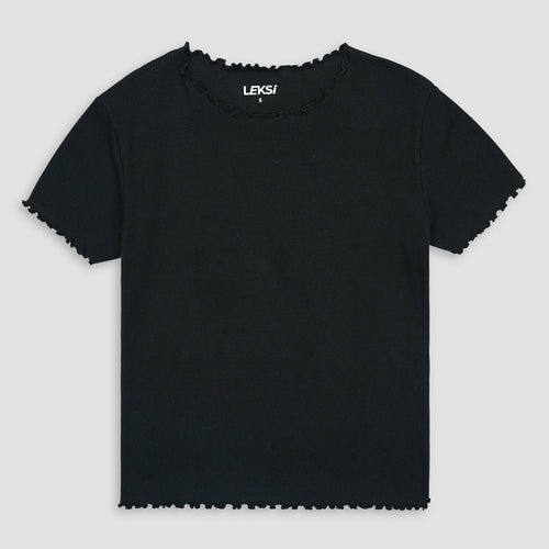 Black Ribbed Shirt XXS - Premium Unisex Lettuce | LEKSI Pakistan