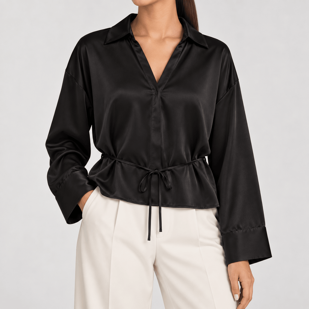Black Satin Blouse XS - Premium Unisex | LEKSI Pakistan