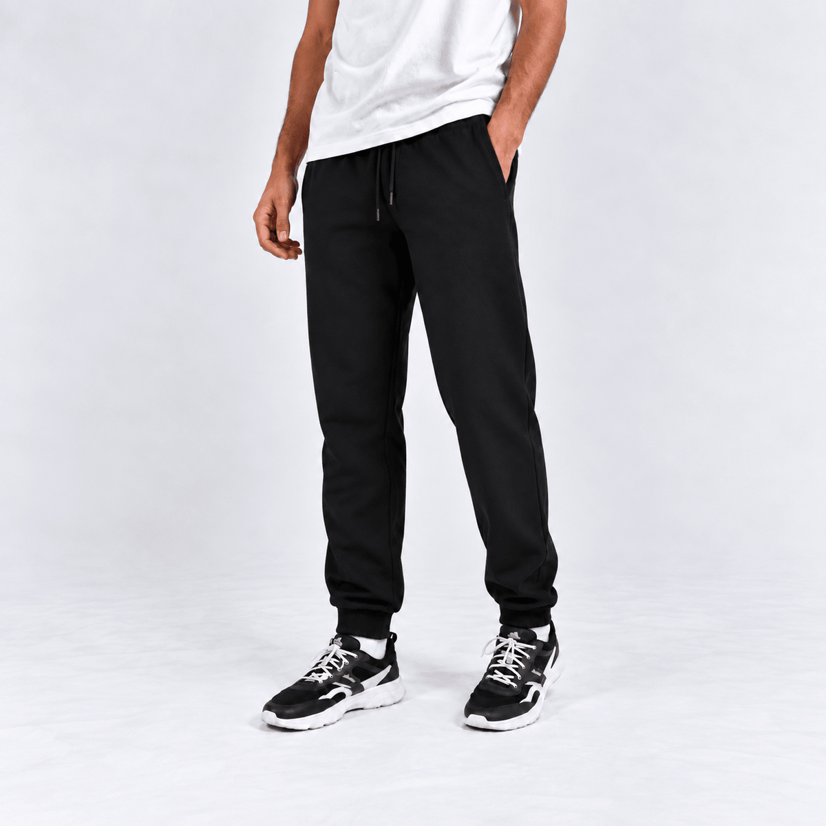 Black Sweatpants With Ribbed Cuffs (Fleece) XS - Premium Unisex Sweatpants | LEKSI Pakistan