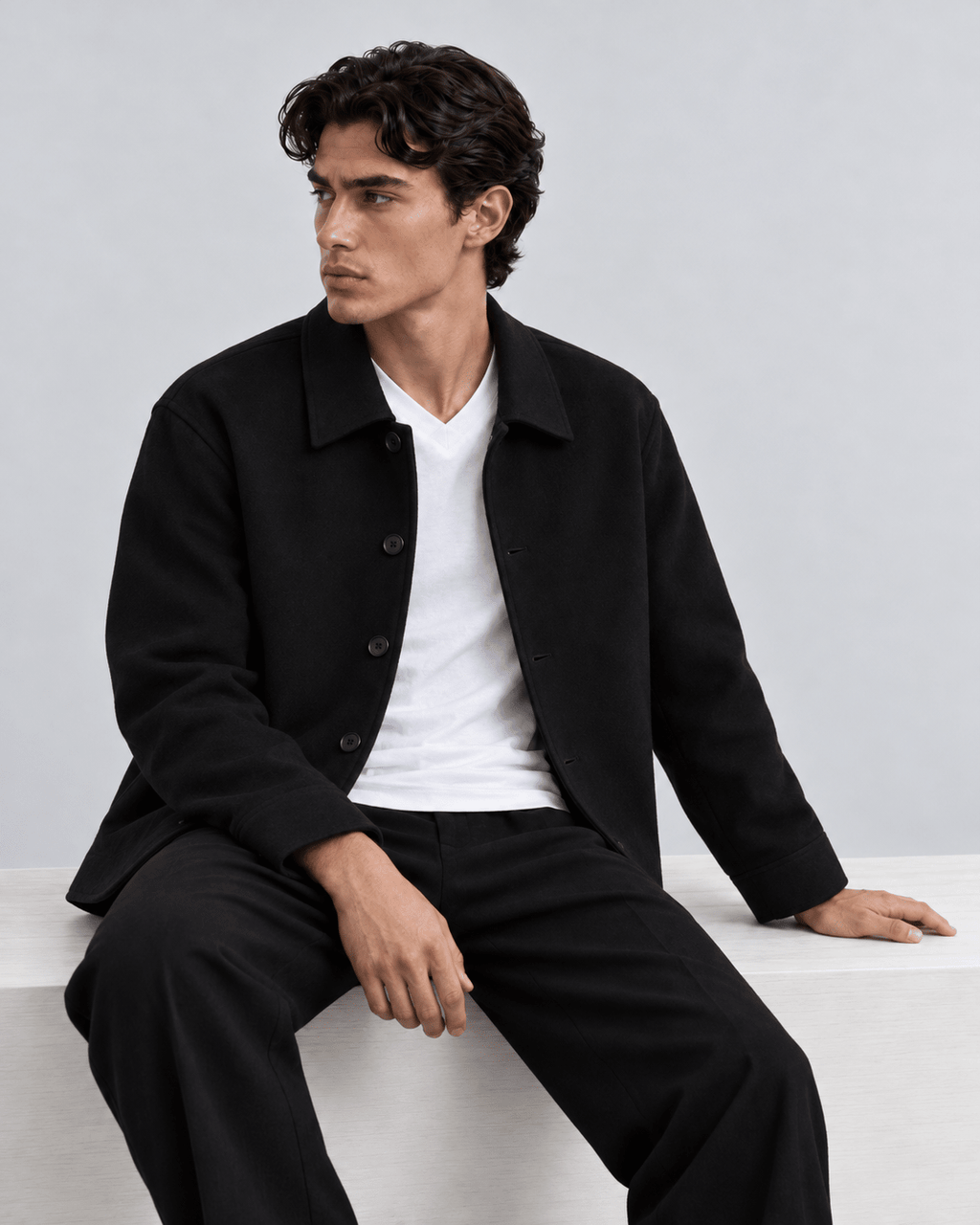 Black Tweed Unisex Jacket S - Premium Unisex Square Neck | LEKSI Pakistan