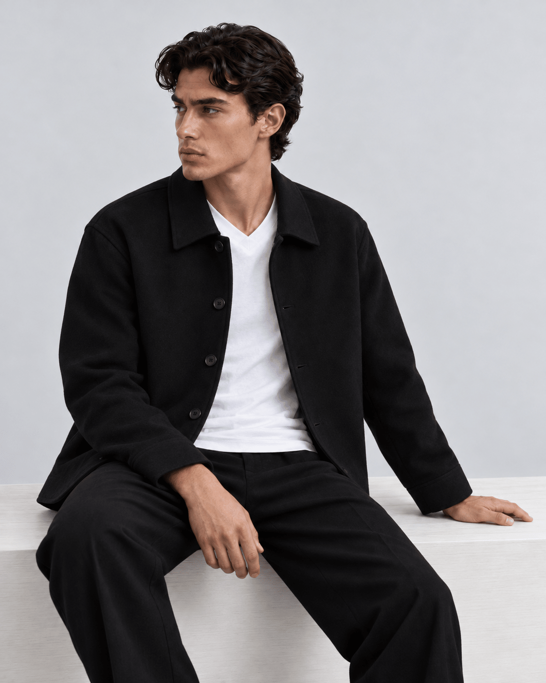 Black Tweed Unisex Jacket S - Premium Unisex Square Neck | LEKSI Pakistan