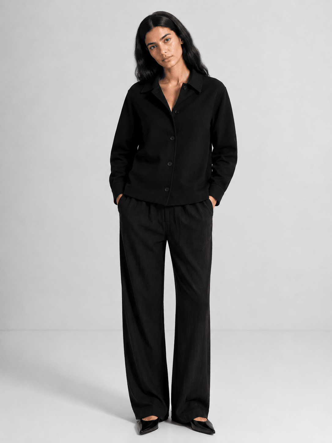 Black Tweed Unisex Jacket S - Premium Unisex Square Neck | LEKSI Pakistan