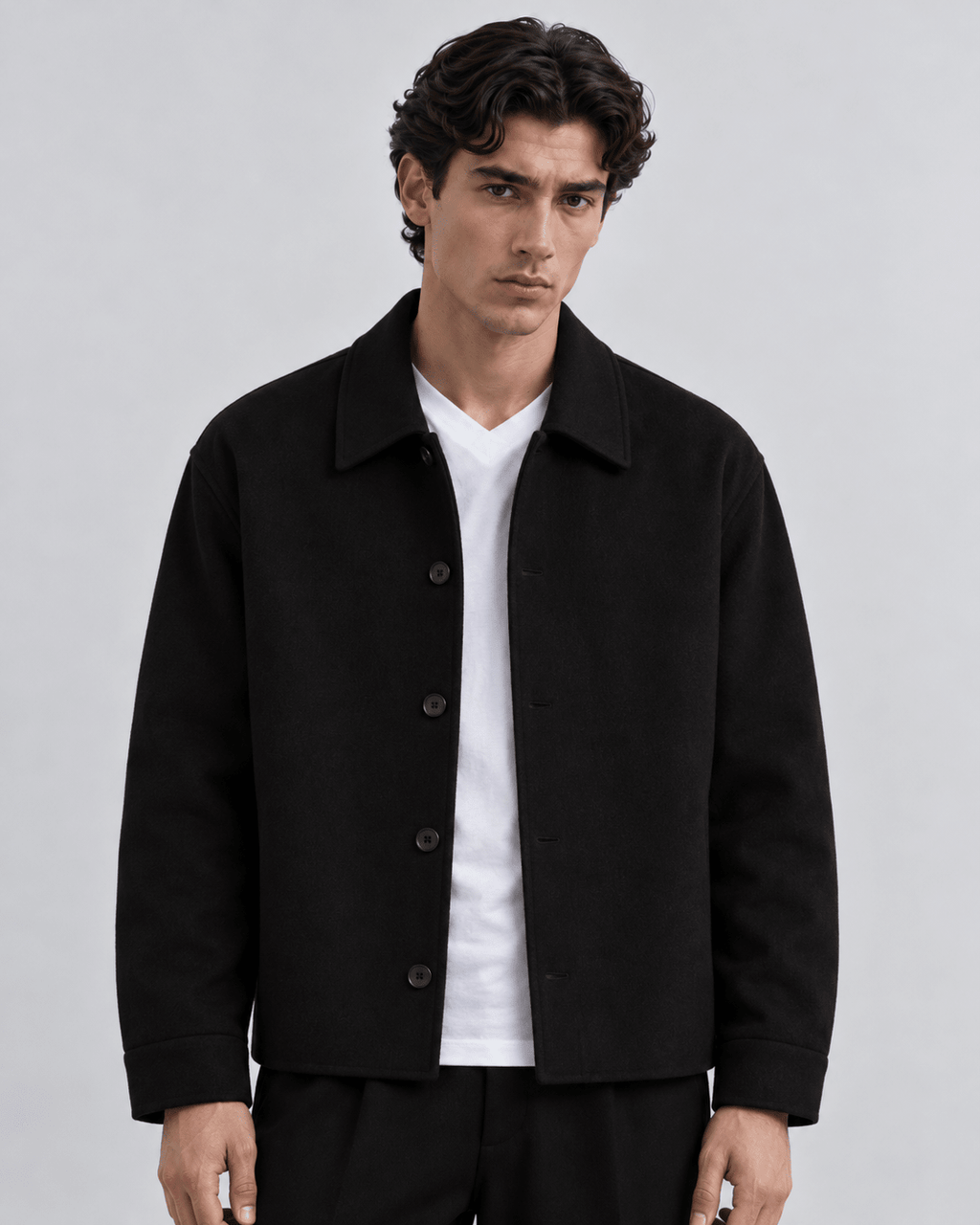 Black Tweed Unisex Jacket S - Premium Unisex Square Neck | LEKSI Pakistan