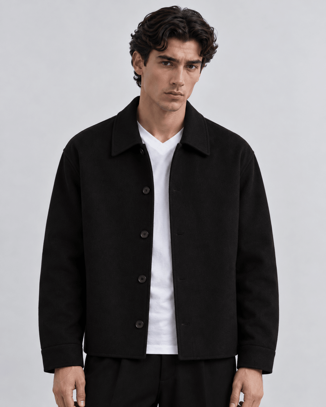 Black Tweed Unisex Jacket S - Premium Unisex Square Neck | LEKSI Pakistan