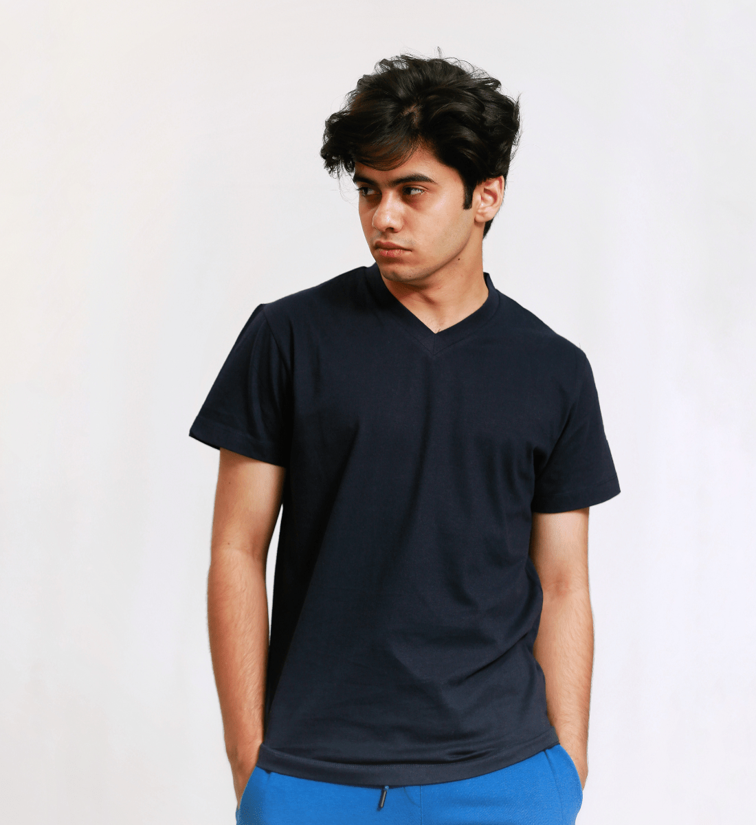 Black Unisex V - Neck T-Shirt XXS - Premium Unisex | LEKSI Pakistan