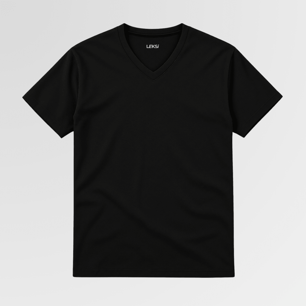 Black Unisex V-Neck T-Shirt XXS - Premium Unisex | LEKSI Pakistan