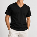 Black Unisex V-Neck T-Shirt XXS - Premium Unisex | LEKSI Pakistan