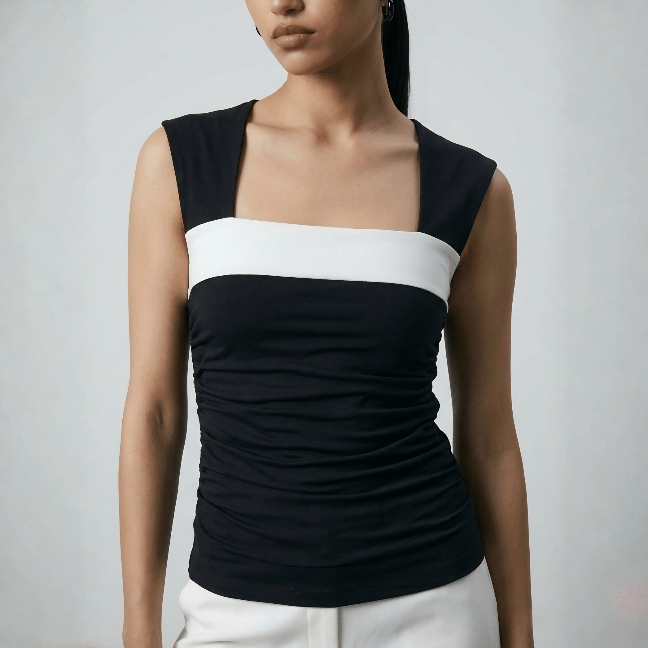 Black & White Women’s Top XS - Premium Unisex Square Neck | LEKSI Pakistan