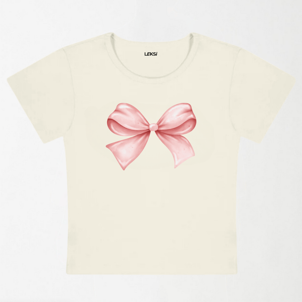 Blush Bow Y2K Baby Tee XXS - Premium Unisex | LEKSI Pakistan