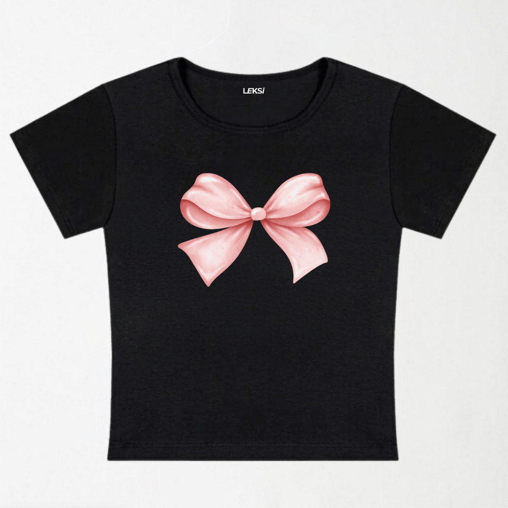 Blush Bow Y2K Baby Tee XXS - Premium Unisex | LEKSI Pakistan