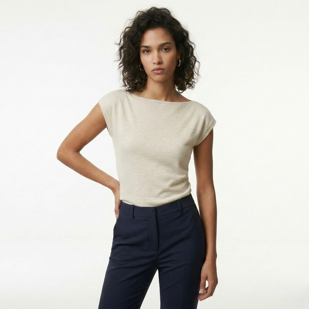 Boat Neck Ribbed Top XS - Premium Unisex Square Neck | LEKSI Pakistan