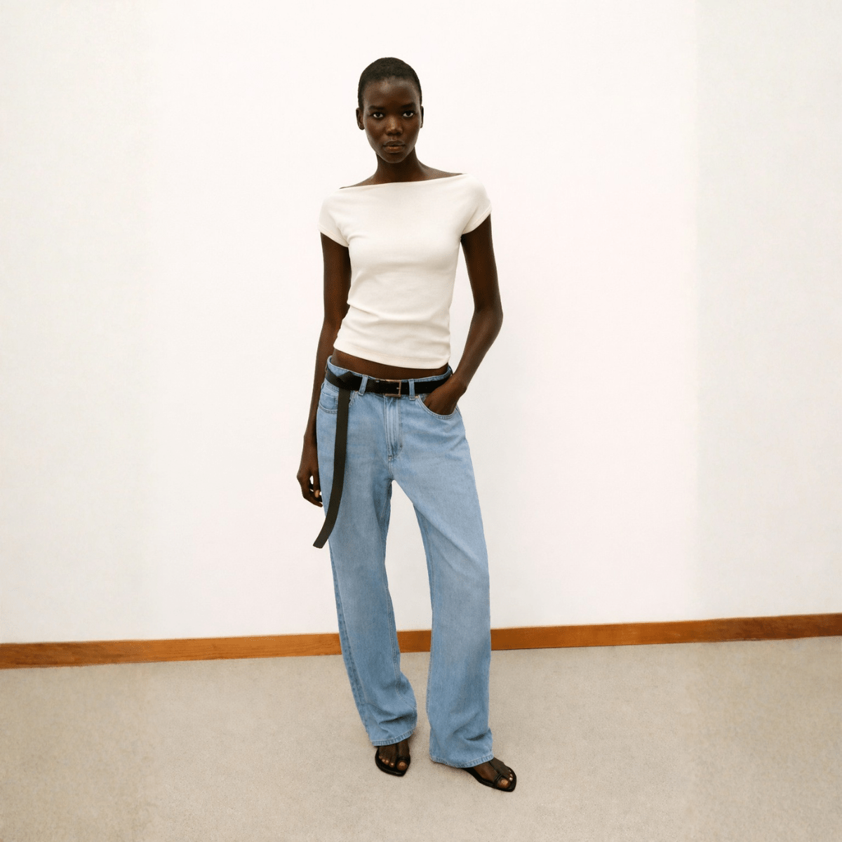 Boat Neck Ribbed Top XS - Premium Unisex Square Neck | LEKSI Pakistan