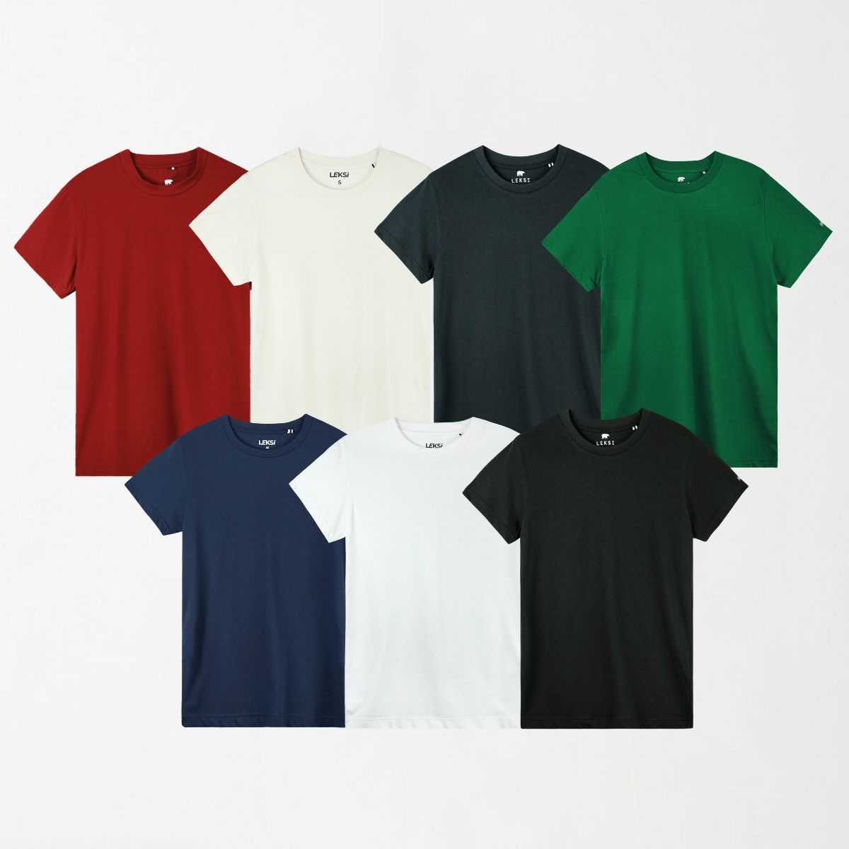 Bundle Deal 6 - 7 Round Neck Unisex T-Shirts (Dark Green, Navy Blue, Black, Grey, White, Off - White, Maroon) XXS - Premium Unisex | LEKSI Pakistan