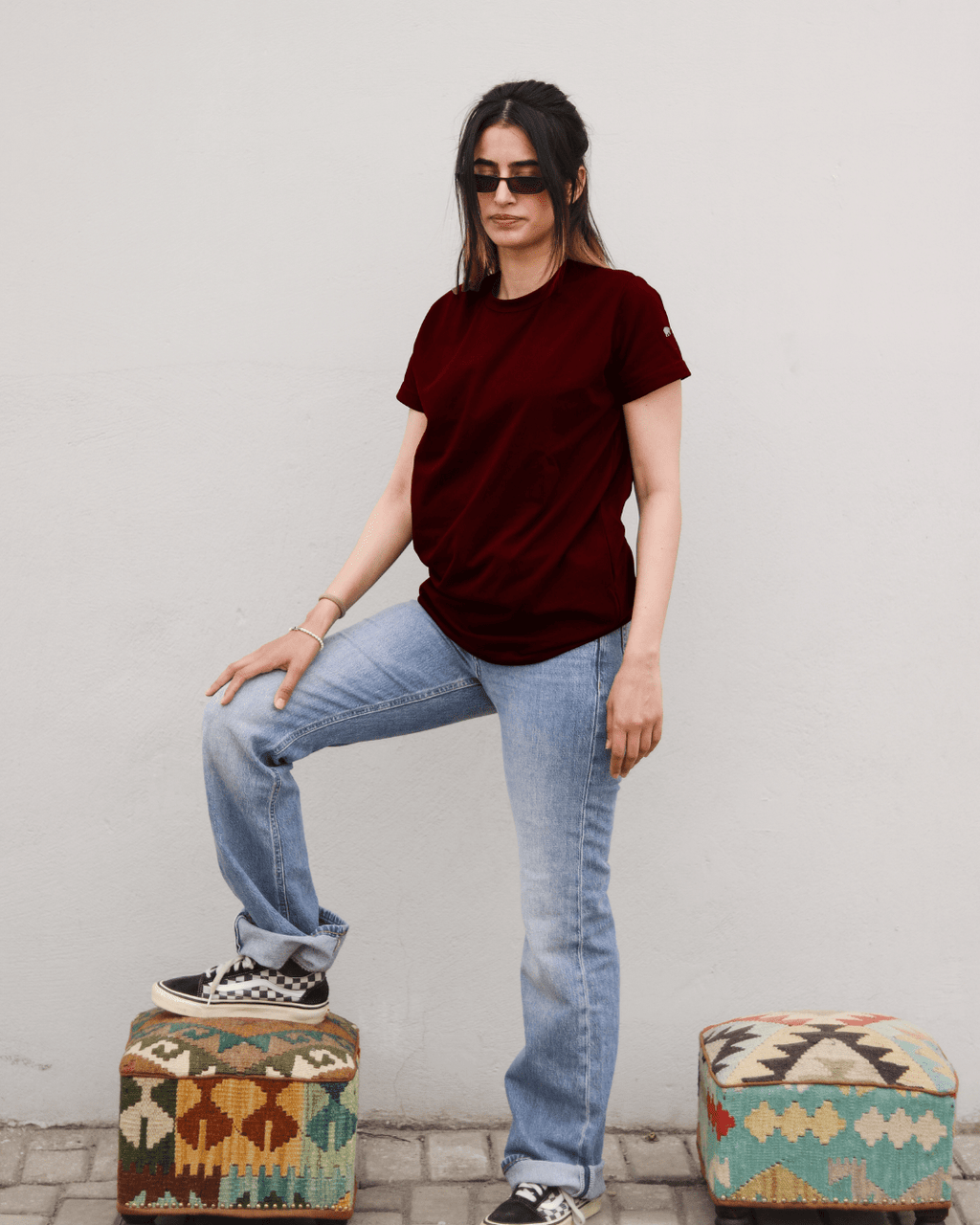 Burgundy - Round Neck Unisex T-Shirt XXS - Premium Unisex | LEKSI Pakistan