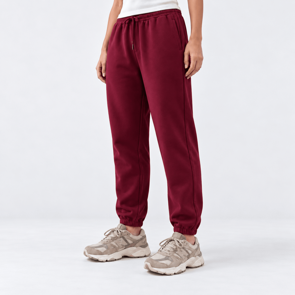 Burgundy Unisex Sweatpants - French Terry (Summer-Friendly) XS - Premium Unisex Sweatpants | LEKSI Pakistan