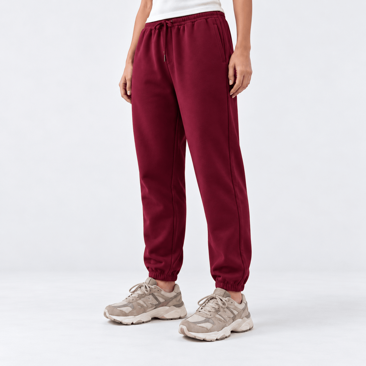 Burgundy Unisex Sweatpants - French Terry (Summer-Friendly) XS - Premium Unisex Sweatpants | LEKSI Pakistan