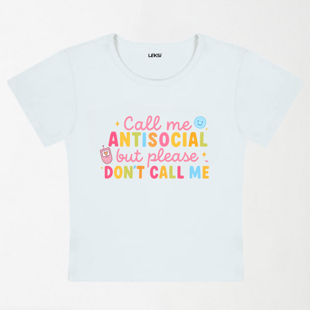 Call Me Anti - Social Y2K Baby Tee XXS - Premium Unisex | LEKSI Pakistan