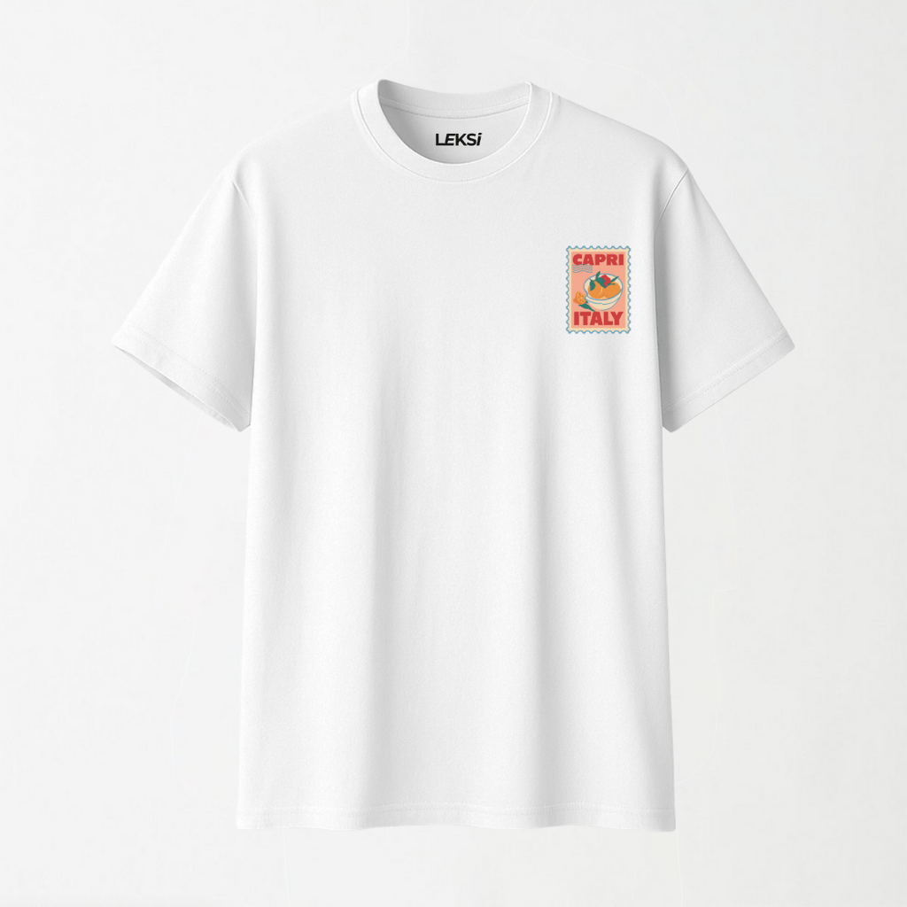 Capri Italy - Round Neck Unisex T Shirt S - Premium Unisex Graphic T-Shirt | LEKSI Pakistan
