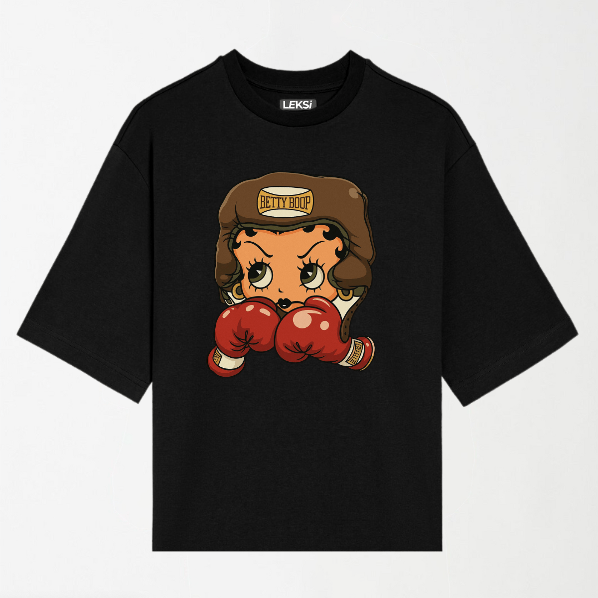 Cartoon Girl Boxing - Round Neck Unisex T Shirt S - Premium Unisex Graphic T-Shirt | LEKSI Pakistan