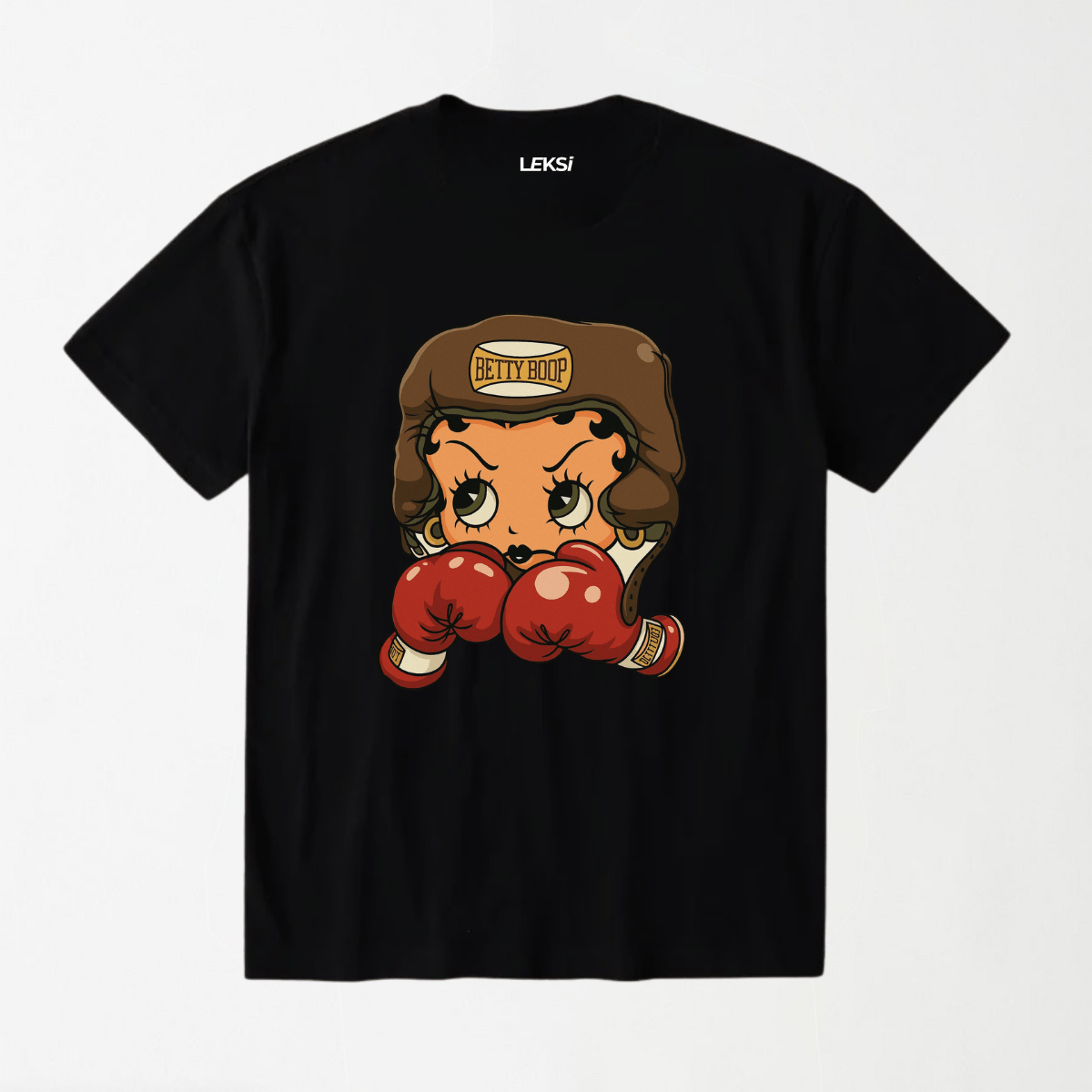 Cartoon Girl Boxing - Round Neck Unisex T Shirt S - Premium Unisex Graphic T-Shirt | LEKSI Pakistan