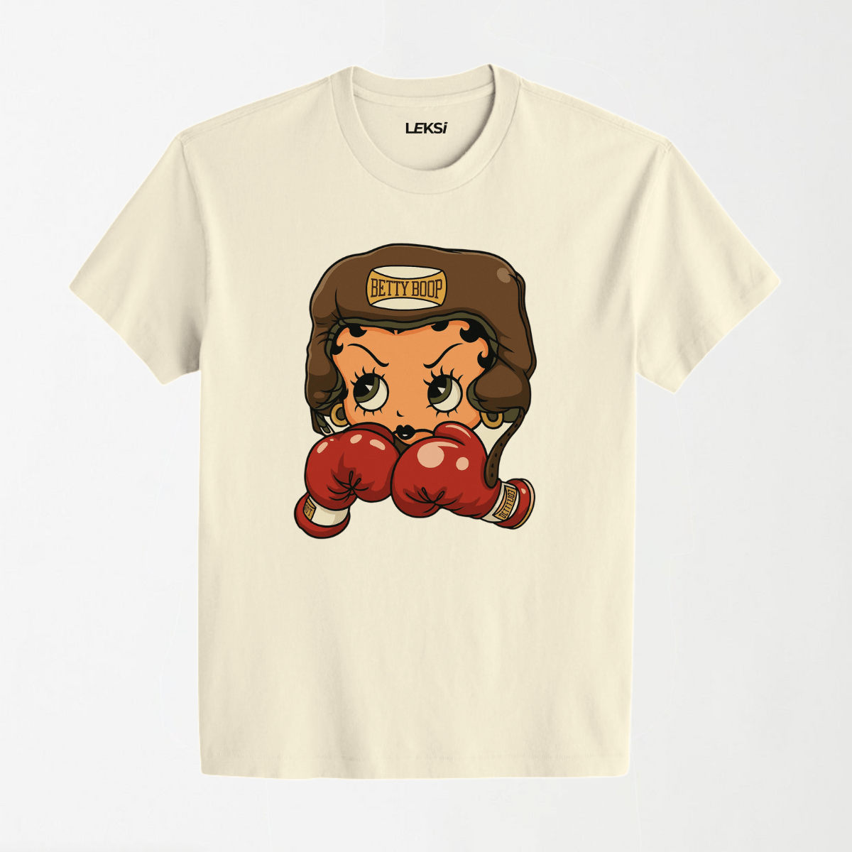 Cartoon Girl Boxing - Round Neck Unisex T Shirt S - Premium Unisex Graphic T-Shirt | LEKSI Pakistan