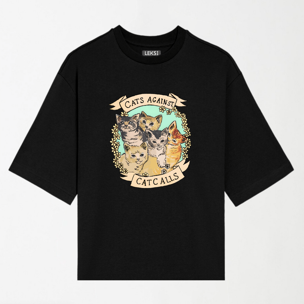 Cats Against Cat Calls - Round Neck Unisex T Shirt S - Premium Unisex Graphic T-Shirt | LEKSI Pakistan