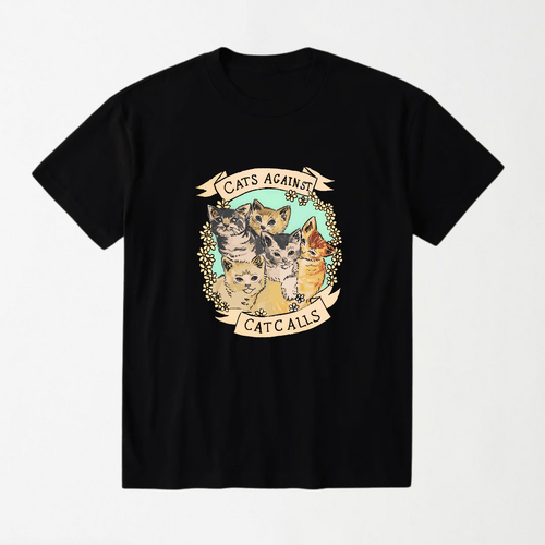 Cats Against Cat Calls - Round Neck Unisex T Shirt S - Premium Unisex Graphic T-Shirt | LEKSI Pakistan