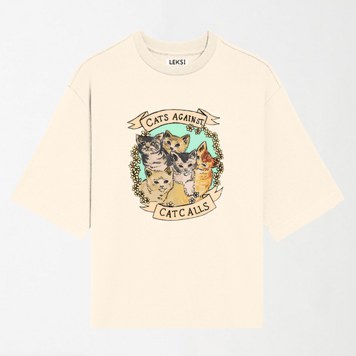 Cats Against Cat Calls - Round Neck Unisex T Shirt S - Premium Unisex Graphic T-Shirt | LEKSI Pakistan
