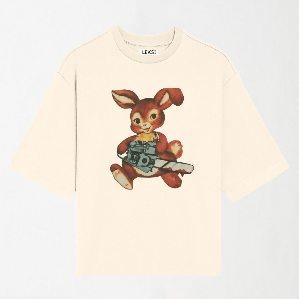 Chainsaw Bunny - Round Neck Unisex T Shirt S - Premium Unisex Graphic T-Shirt | LEKSI Pakistan