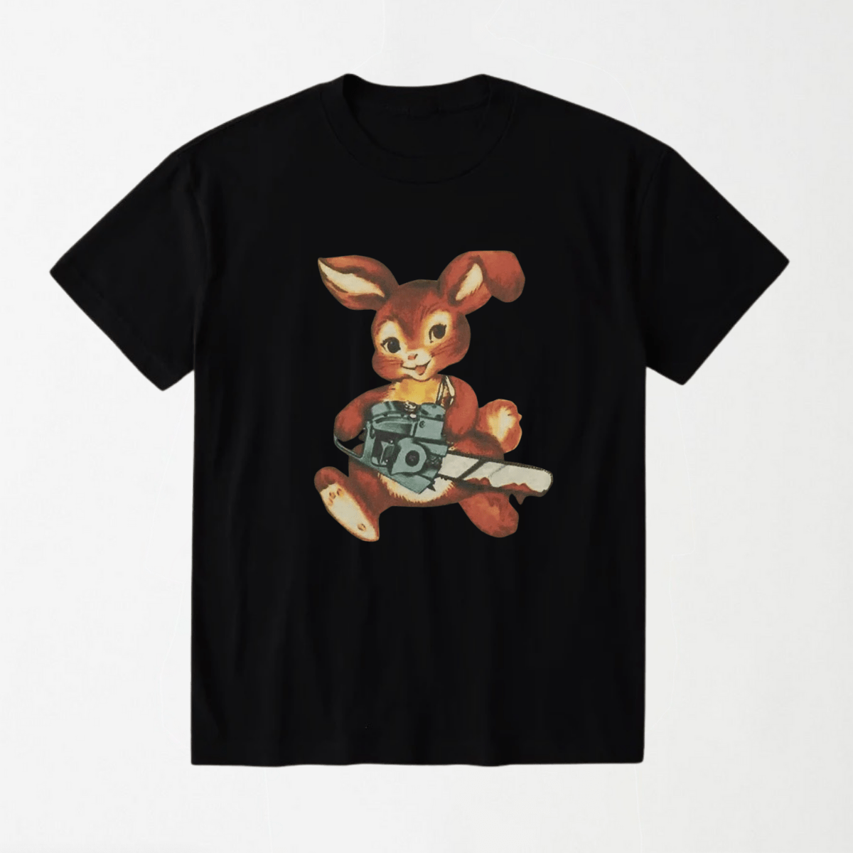 Chainsaw Bunny - Round Neck Unisex T Shirt S - Premium Unisex Graphic T-Shirt | LEKSI Pakistan