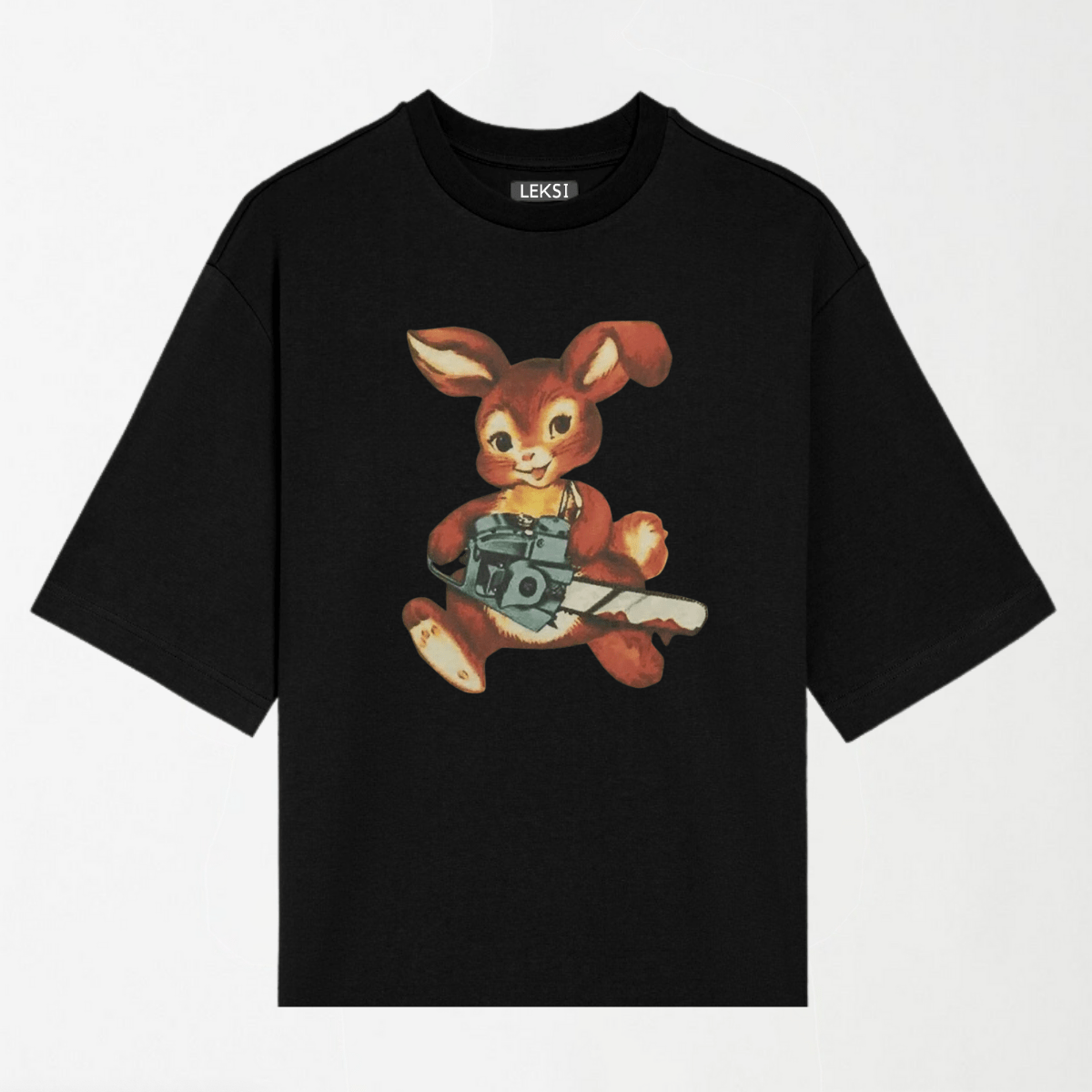 Chainsaw Bunny - Round Neck Unisex T Shirt S - Premium Unisex Graphic T-Shirt | LEKSI Pakistan
