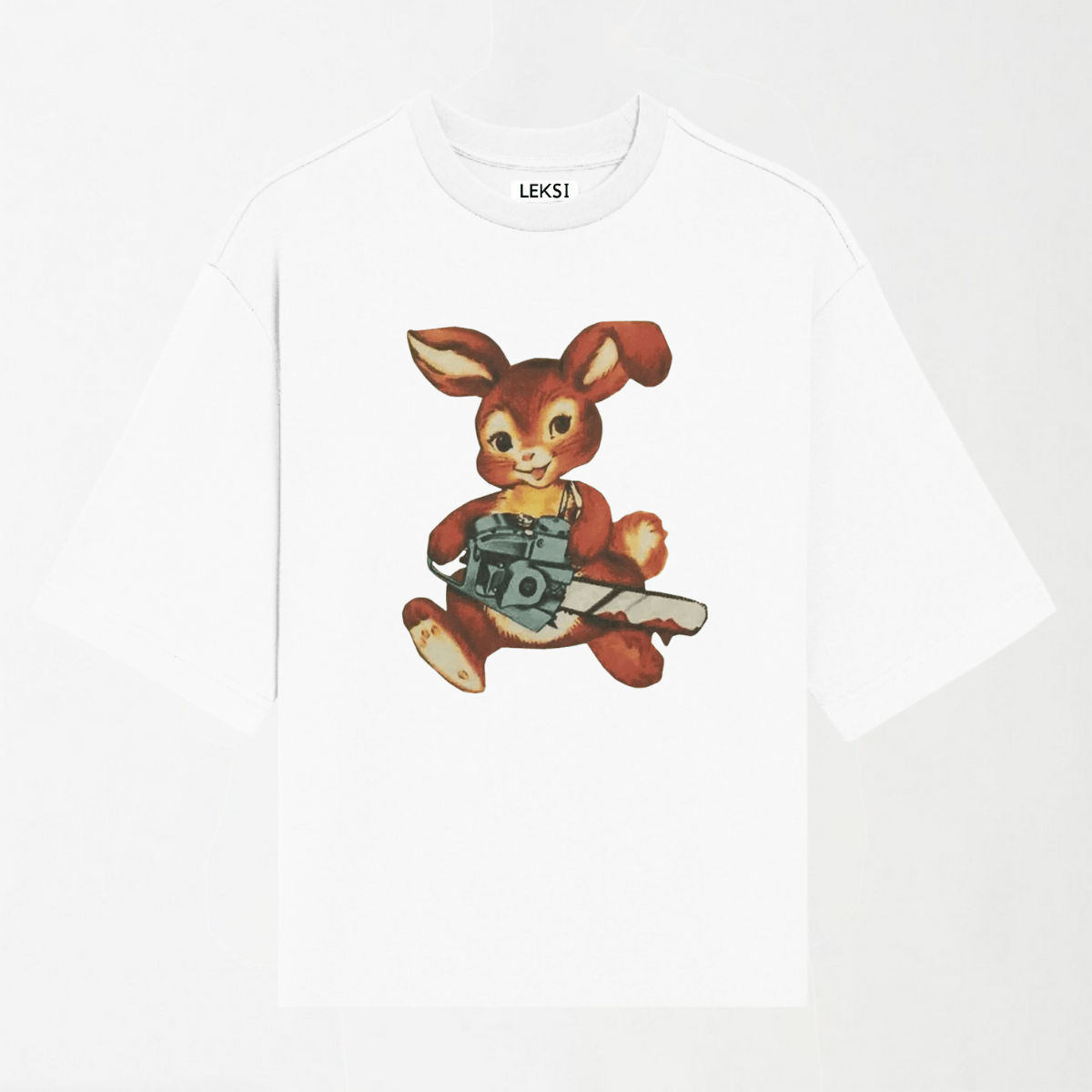 Chainsaw Bunny - Round Neck Unisex T Shirt S - Premium Unisex Graphic T-Shirt | LEKSI Pakistan