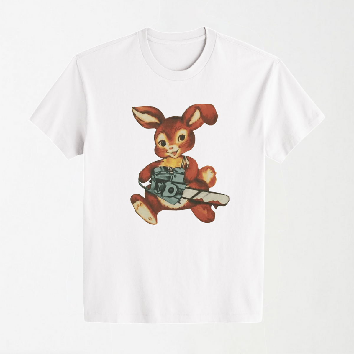 Chainsaw Bunny - Round Neck Unisex T Shirt S - Premium Unisex Graphic T-Shirt | LEKSI Pakistan