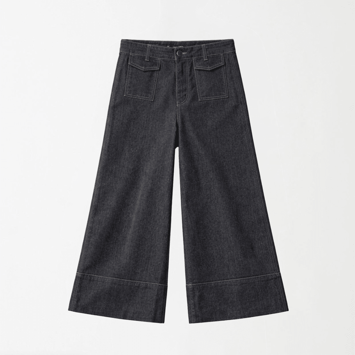 Charcoal Denim Culottes XS - Premium Unisex Baggy Pleated Pants | LEKSI Pakistan