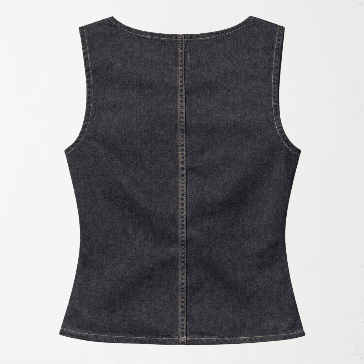 Charcoal Denim Structure Top XS - Premium Unisex Square Neck | LEKSI Pakistan