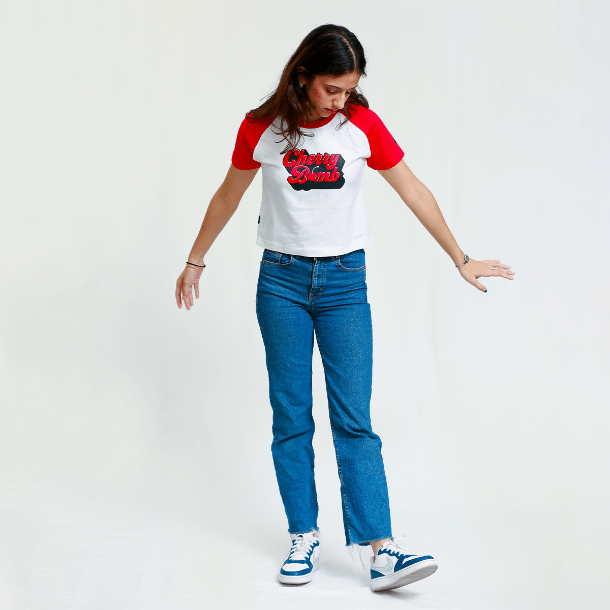 Cherry Bomb Raglan Baby Tee - Trendy and Comfortable – LEKSI