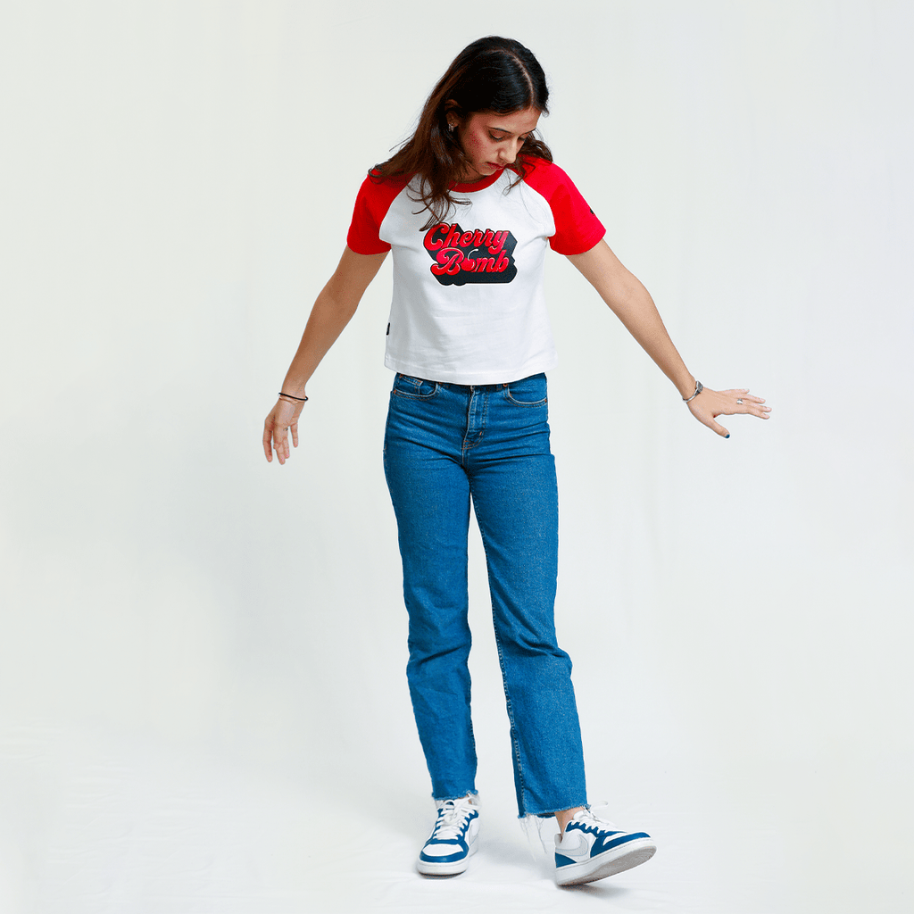 Cherry Bomb Raglan Baby Tee XXS - Premium Unisex | LEKSI Pakistan