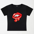 Cherry Lips Y2K Baby Tee XXS - Premium Unisex | LEKSI Pakistan