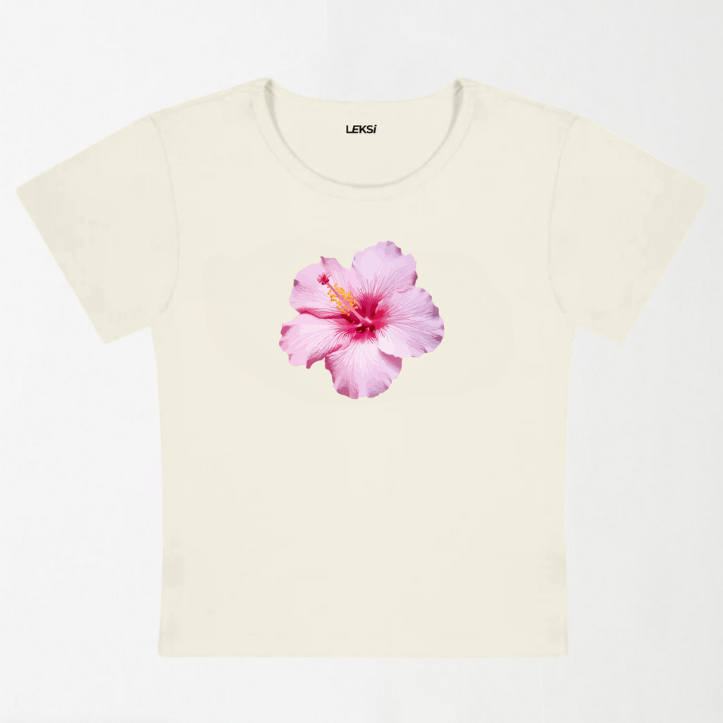 Classic Hibiscus Y2K Baby Tee XXS - Premium Unisex | LEKSI Pakistan