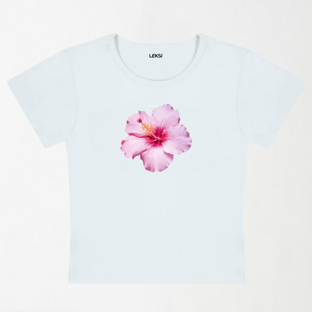 Classic Hibiscus Y2K Baby Tee XXS - Premium Unisex | LEKSI Pakistan